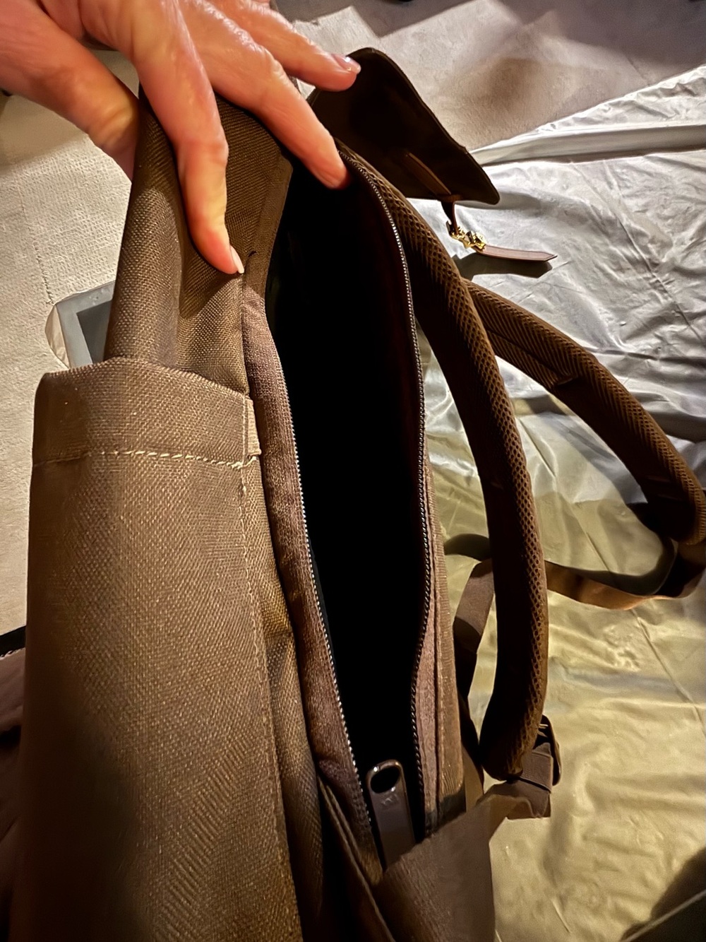 Herschel Supply Company Brown Canvas Roll-Top Backpack with Tan Straps - Picture 5 of 6